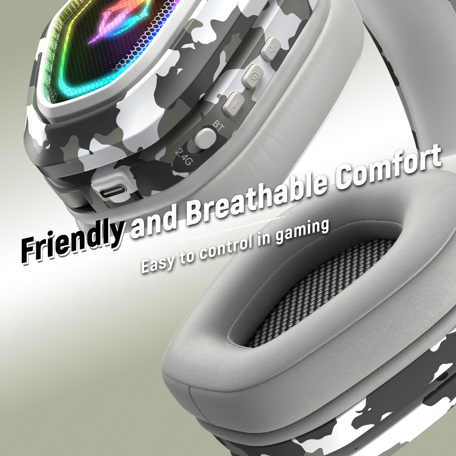 Ozeino Wireless Gaming Headset for PC, Ps5, Ps4 with Flip Microphone