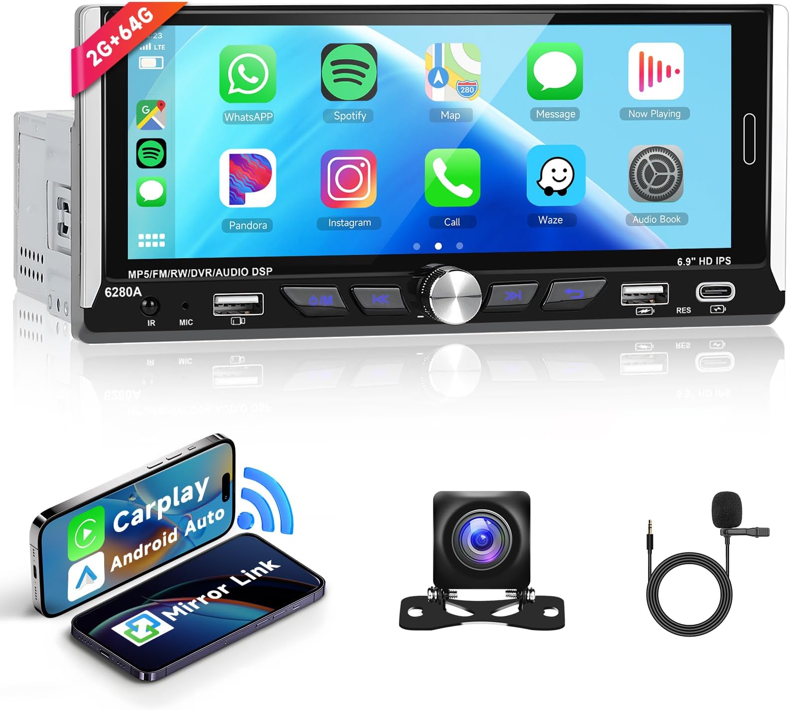 Hodozzy Android Autoradio 2 DIN Dab Plus Carplay Wireless