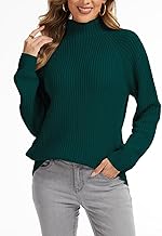 Women's Knitted Jumper with Stand-Up Collar - Warm Chunky Knit Pullover Long Sleeve Soft Winter Jumper