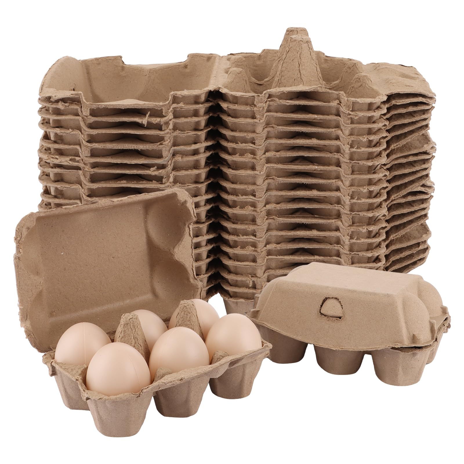 APACALI 50 piezas Caja de huevos con 6 huevos, caja de huevos de cartón con 6 unidades, caja de huevos con tapa, cajas de huevos de cartón, caja de huevos de cartón para huevos