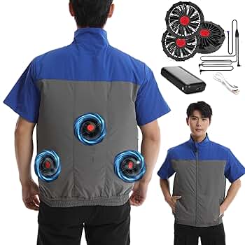 大特価！Lサイズ 空調服 空調ウェア  空調作業服 ファン付きベスト 熱中症対策 Amazon.co.jp: [TIWOUN] 空調作業服 ベスト ファン 30000mAh大