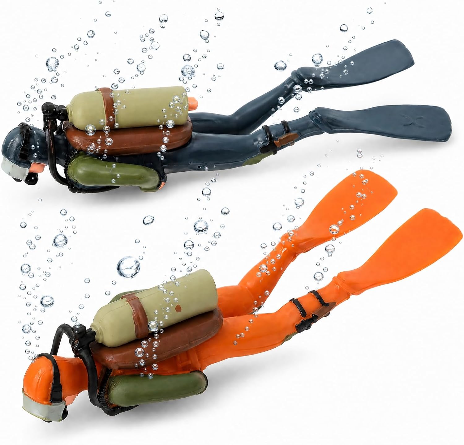 Toyvian Scuba Diver Toy with Hose 2PCS, Fish Tank Decorations, Fish Tank Ornament, Aquarium Ornament, Scale Model Mini Diver Figure, Action Figure, Aquarium Decor