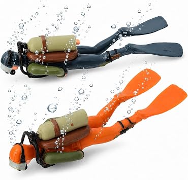 Toyvian Scuba Diver Toy with Hose 2PCS, Fish Tank Decorations, Fish Tank Ornament, Aquarium Ornament, Scale Model Mini Diver Figure, Action Figure, Aquarium Decor