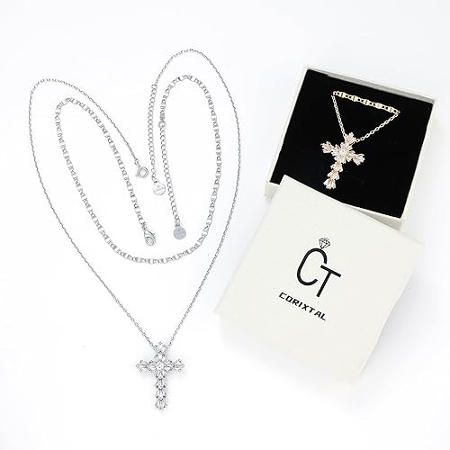 Miniatura 7 de Collar de cruz plateada y dorada para mujer, collar de cruz de plata para mujer, collar de cruz grande, collar de cruz, collar de plata y oro para