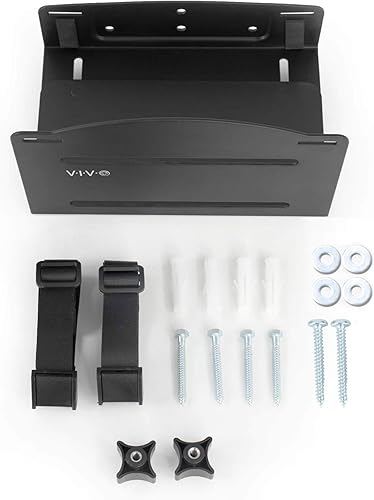 Miniatura 7 de VIVO Soporte de pared universal para PC, soporte de acero ajustable, caja de computadora, soporte de correa de CPU de marco abierto, negro,