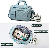 Vista 18 de Pequeña bolsa de gimnasio para mujer, bolsa de viaje con compartimento para zapatos