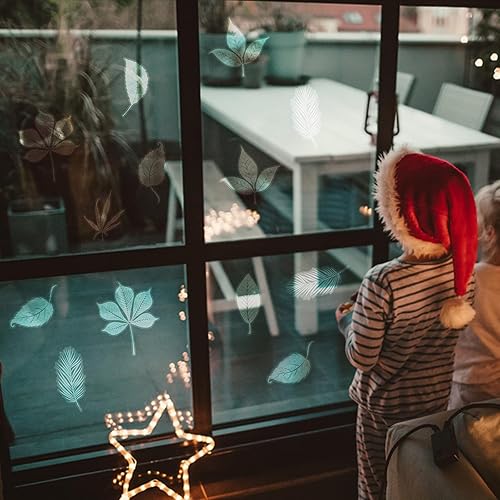 Miniatura 6 de 26 calcomanías anticolisión para ventana, calcomanías de ventana con forma de hoja surtida para evitar golpes de pájaros, calcomanías translúcidas