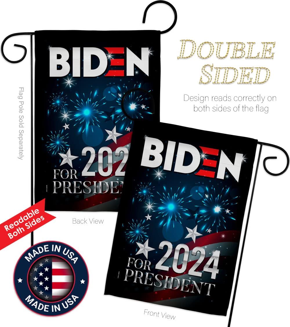 Biden Harris Flag President Set with Stand Patriotic Vote Democrat Republican Tea Party United State American Election House Banner Small Yard Gift Double-Sided, Garden Flag 13"x 18.5", Thick Fabric