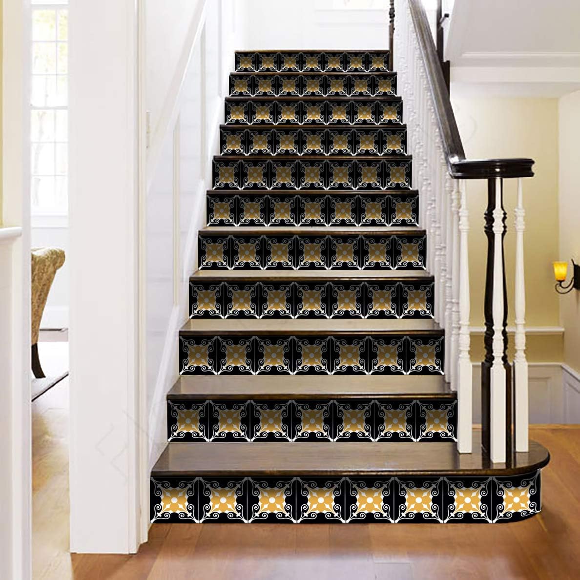 Bathroom Décor Tiles by Mi Alma 24-Piece Talavera Tile Stickers Peel and Stick Easy Application – Decor Design – Ideal for Bathroom, Kitchen Wall Tile Decals backsplash (4x4 Inch, Black)