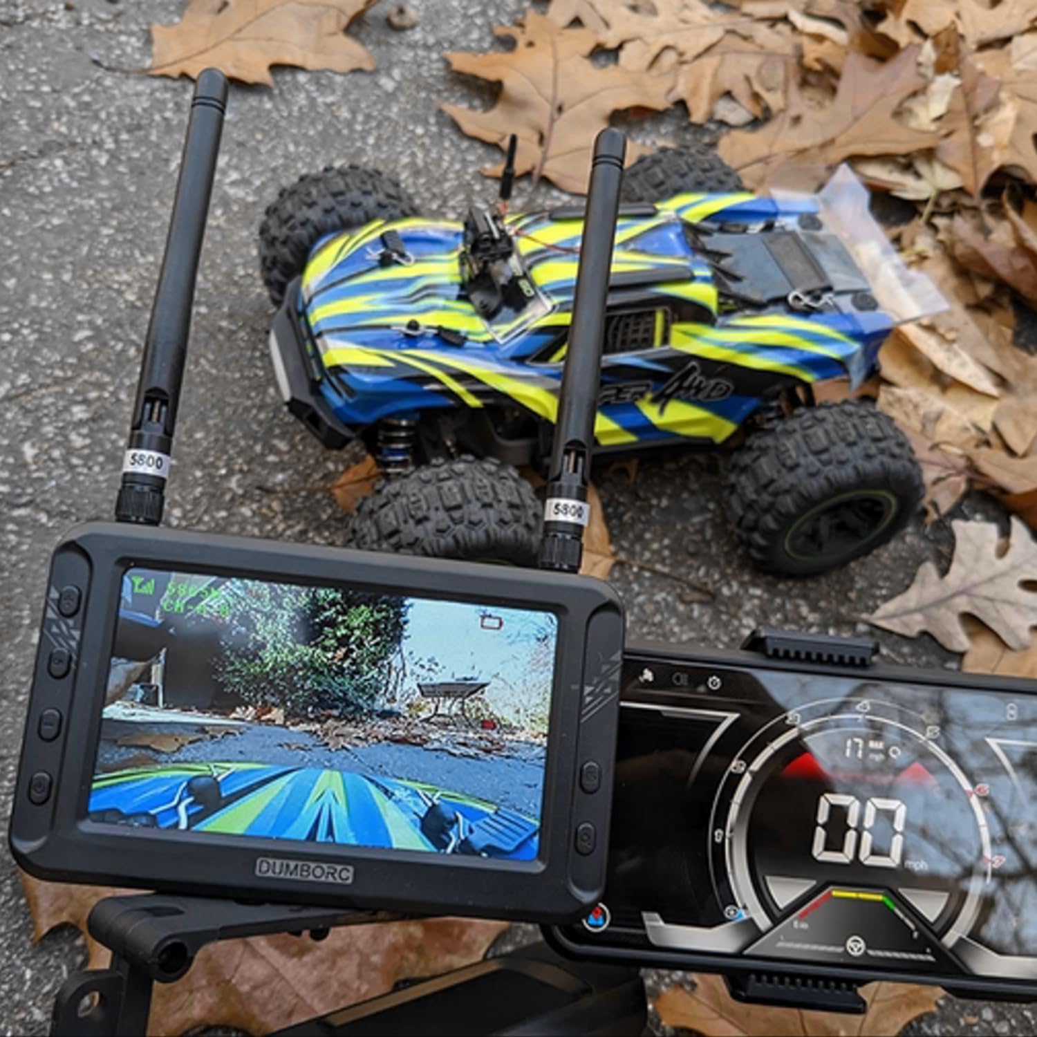 Dumborc 5.8Ghz 4.3'' Recording FPV 40CH 800 * 480 Wireless Monitor LCD Display Screen for Rc Cars Quadcopter RC Models