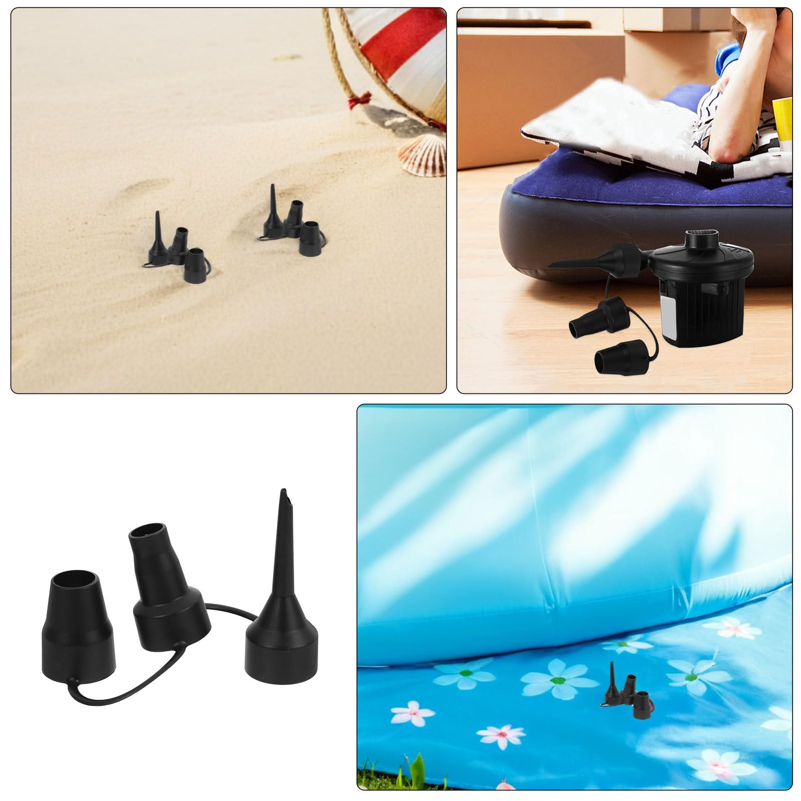VANZACK 16 Stück Luftpumpen-Düsen Ersatz: Aufblasbare Pumpenadapter aus Kunststoff für Luftmatratze, Bett, Sofa, Pool – Düsenersatz für Campingpartys