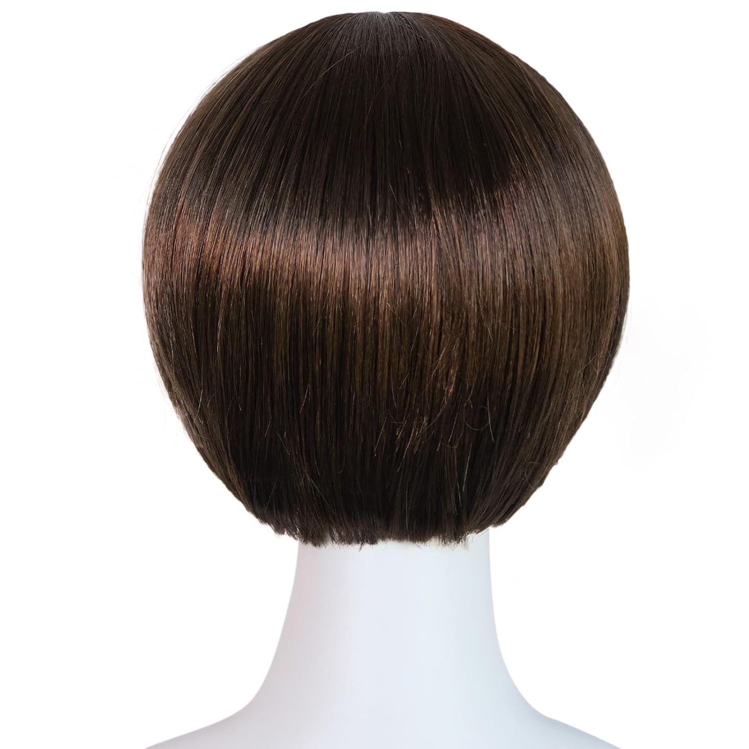 ANOGOL Hair Cap + Short Dark Brown Bowl Cut Wig Brown Mushroom Wigs with Bangs for Men Women Disco Funny 60s Wigs for Movie Halloween Cosplay Costume Party - Image 5