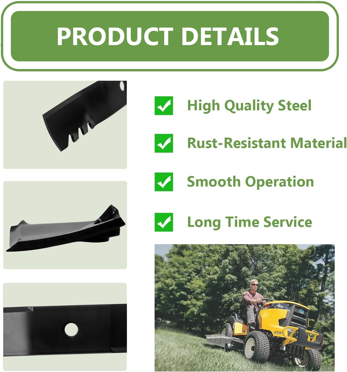 (3PCS) M143520 Toothed Mulching Lawn Mower Blades - Replace OEM M145516 M152726 - Fits John Deere Z425 Z445 Z435 X340 X380- for 54 Inches Deck Lawn Tractor