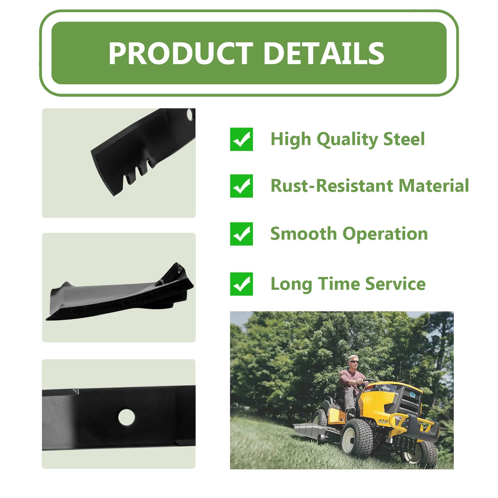 Cuchillas dentadas M143520 M143520 para cortacésped – Reemplaza OEM M145516 M152726 – Compatible con John Deere Z425 Z445 Z435 X340 X380 – para tractor de césped de cubierta de 54 pulgadas