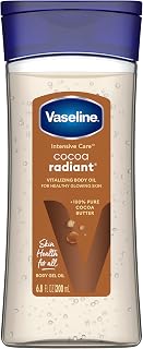 Vaseline Intensive Care Cocoa Radiant Body Gel Oil with Pure Cocoa Butter & Replenishing Oils for Glowing Skin, 6.8 oz