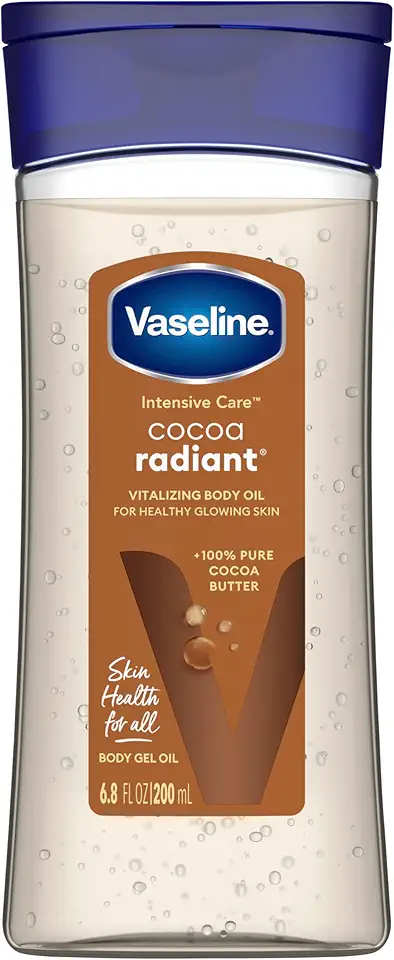 Vaseline Intensive Care Cocoa Radiant for Glowing Skin Body Gel Oil Made with Pure Cocoa Butter + Replenishing Oils 6.8 oz