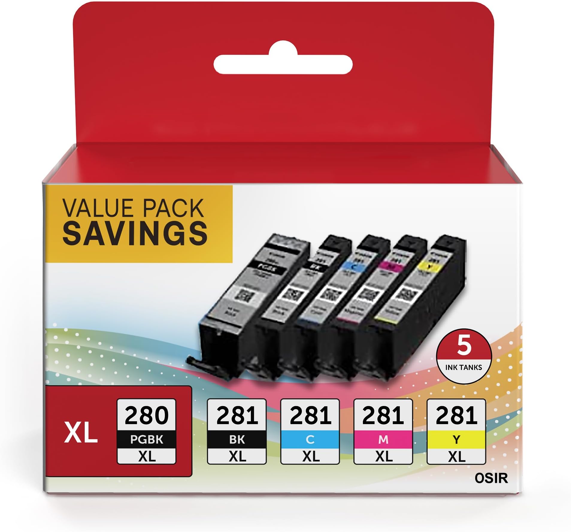 Compatible 280 281 Ink Cartridges Replacement for Canon PGI-280XXL CLI-281XXL work with Pixma TS8320 TS6320 TS6220 TR8520 TS9520 TS6120 TR7520 TS9521C Printer (PGBK, Black, Cyan, Magenta, Yellow)