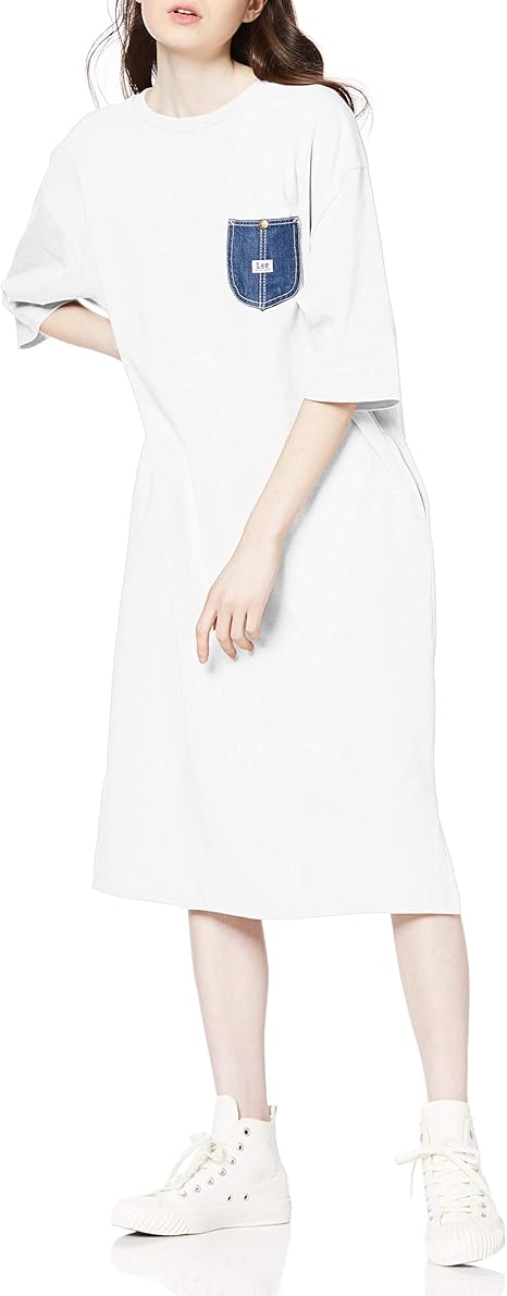 Amazon Co Jp リー ワンピース 公式 Denim Pocket Doress レディース ホワイト 日本 S 日本サイズs相当 服 ファッション小物