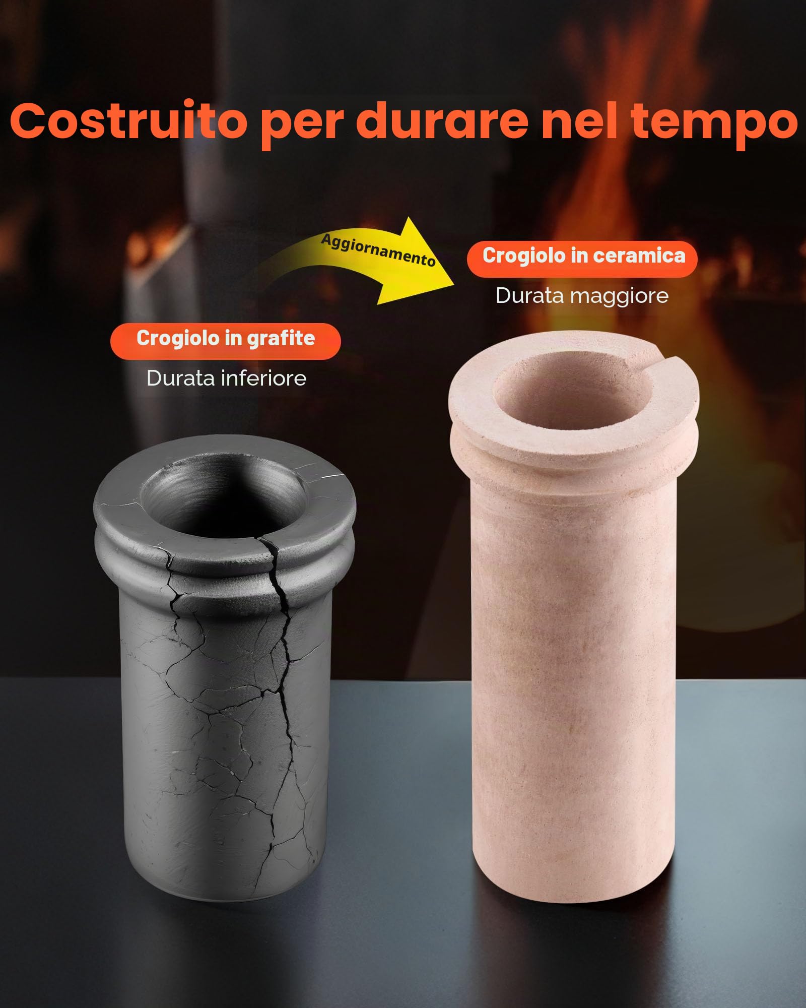 VEVOR Forno di Fusione Elettrico, 1350 W Macchina per Fusione di Metalli da 1150 ℃ con Crogiolo in Ceramica da 3 kg, Kit per Oro per la Creazione di Gioielli, Barre di Metallo, Componenti Metallici