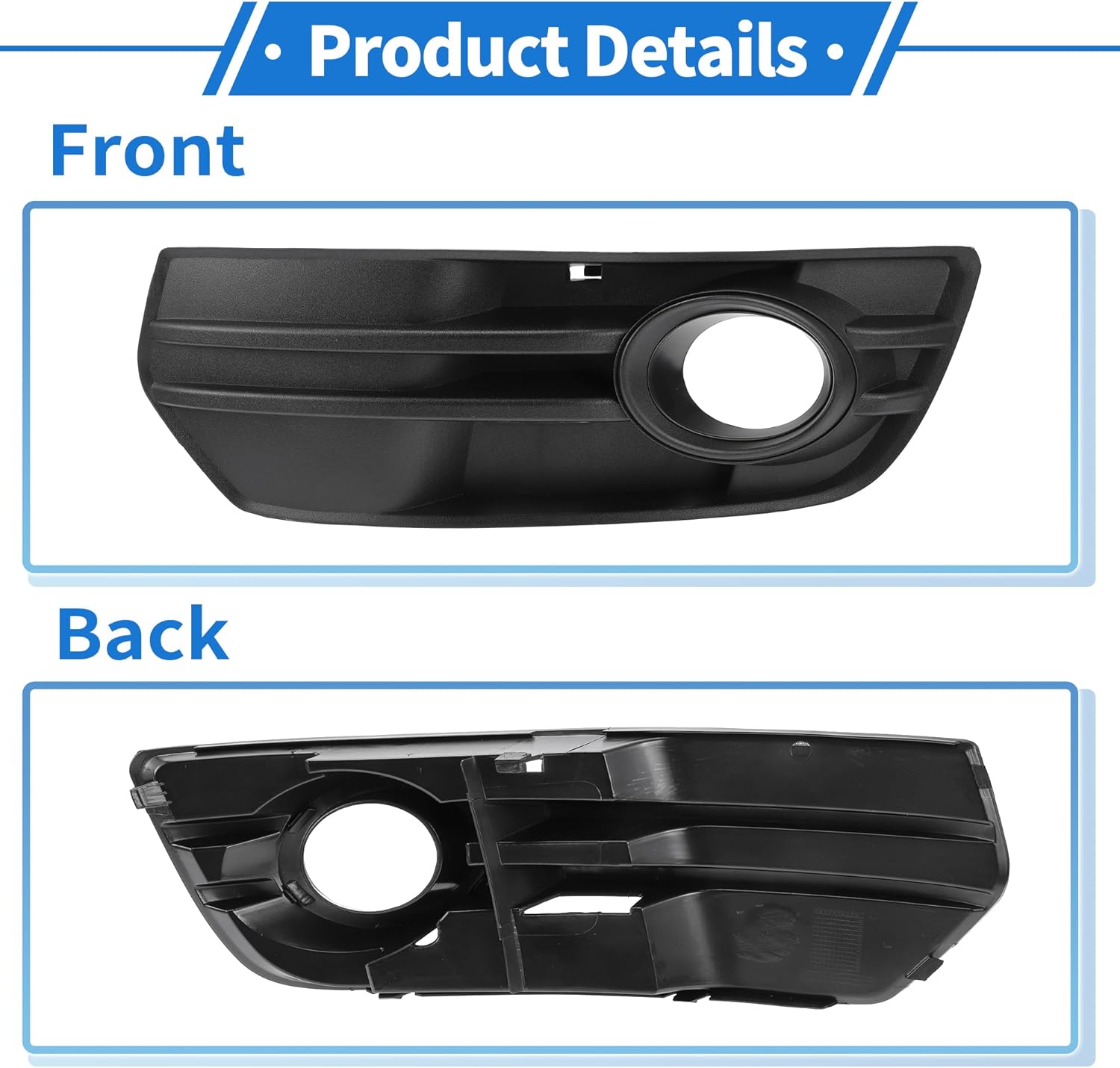 1pc Fog Light Grill for Audi Q5 2009-2012 Durable ABS Black Front Left Front Lower Bumper Fog Light Cover Inserts