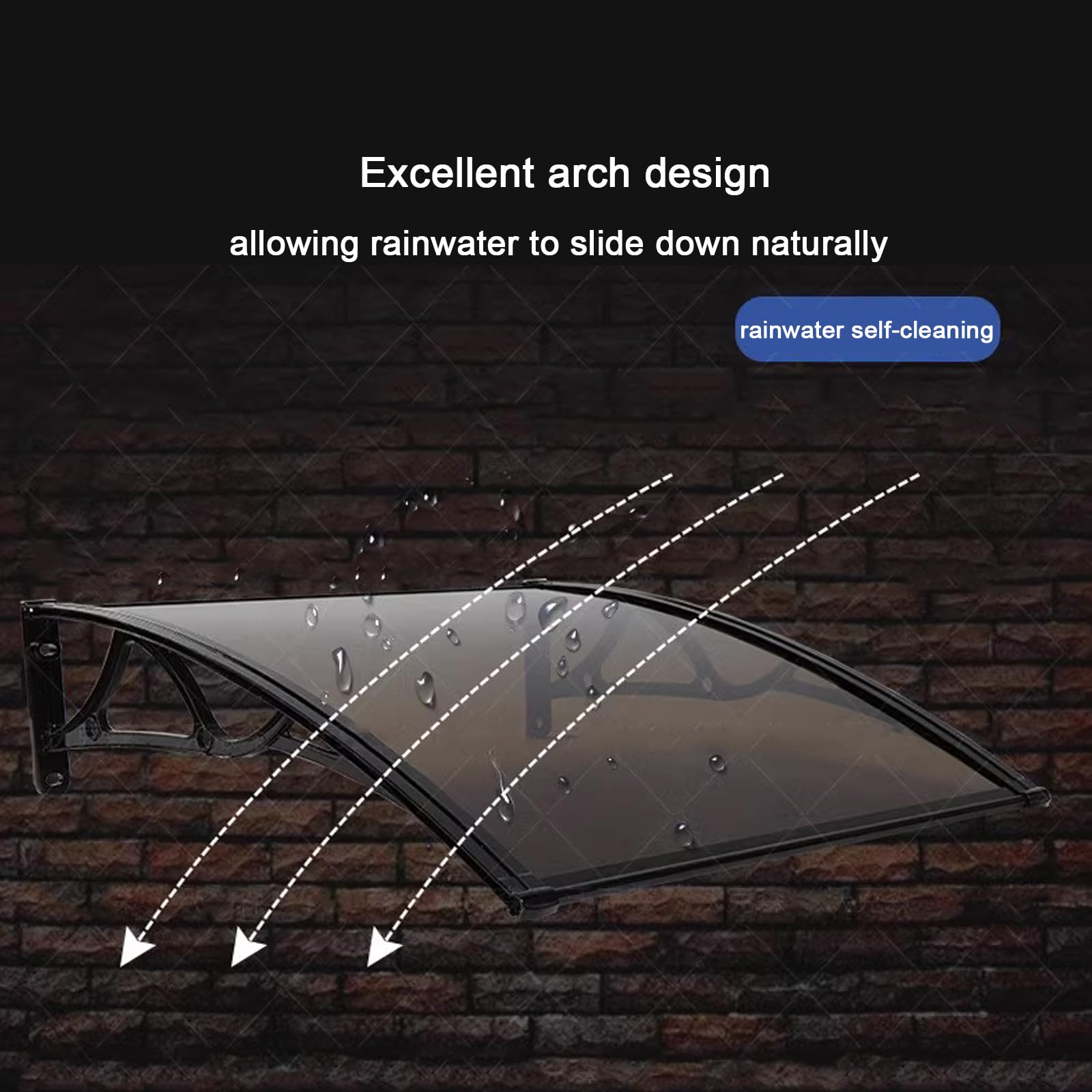 Marquesina para Puertas y Ventanas,Marquesina en Arco de Escritorio y Lluvia Autolimpieza,Marquesina Arqueada,Toldo de Entrada Resistente a Impactos,Tejadillo de Protección (100x230cm/39"x91")