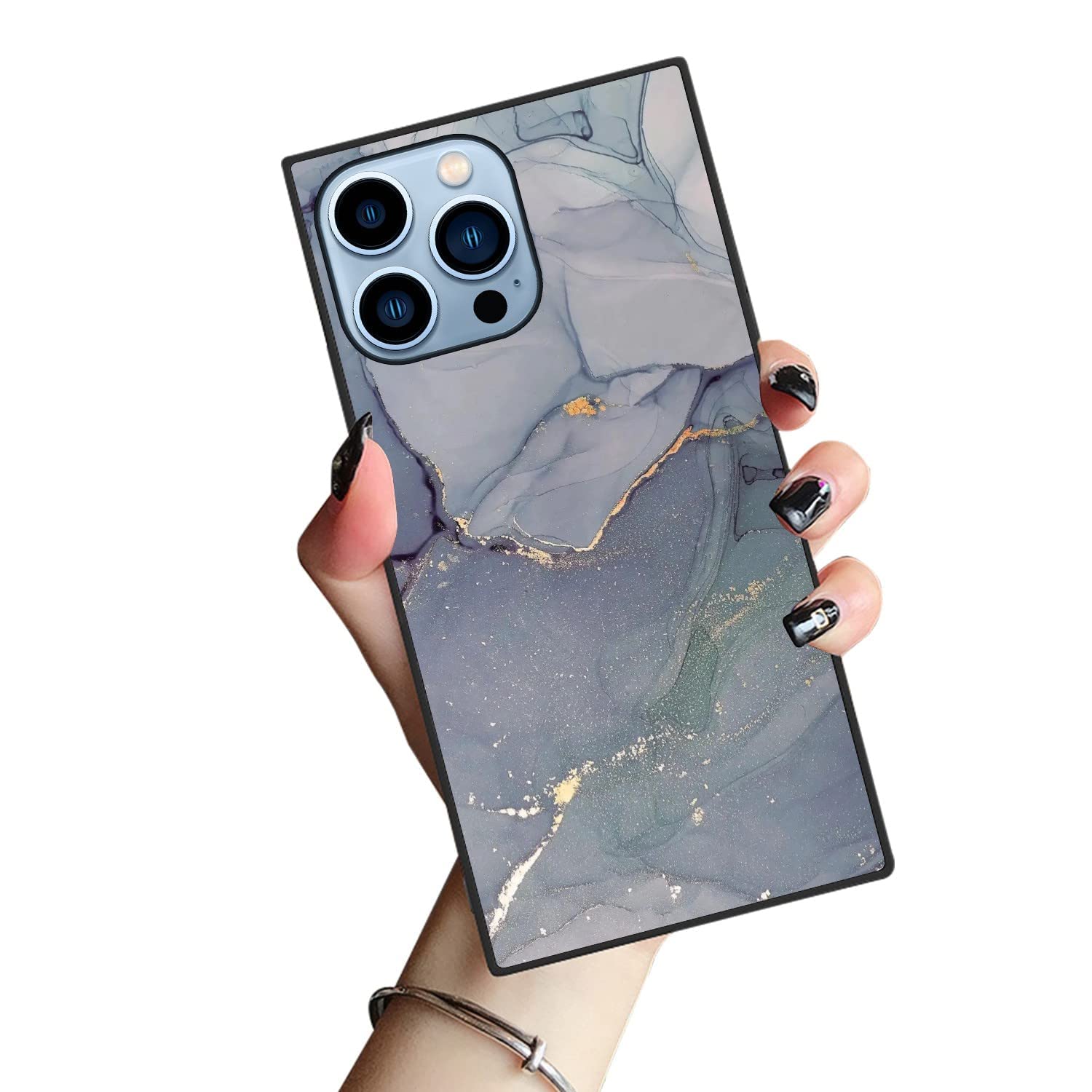 iPhone 14 Pro Max Square Case Grey Marble Design Phone case 14 Pro Max for Girls Women,Slim Cover Shock Absorption TPU Silicone Shell case for iPhone 14 Pro Max 6.7 inch-Grey