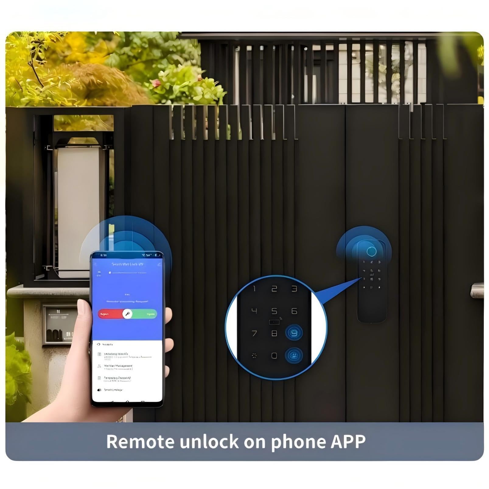 Cerradura WiFi Huella IP66 Doble Cara Impermeable, App Tuya, Negro | IP66 a prueba de lluvia de doble cara, bloqueo inteligente, control de aplicación Tuya, para seguridad en el hogar