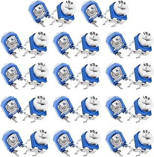 14Values 140Pcs 100 Ohm- 1M Ohm Blue and White Adjustable Variable Trimmer Resistor 6mm Potentiometer Assortment Kit