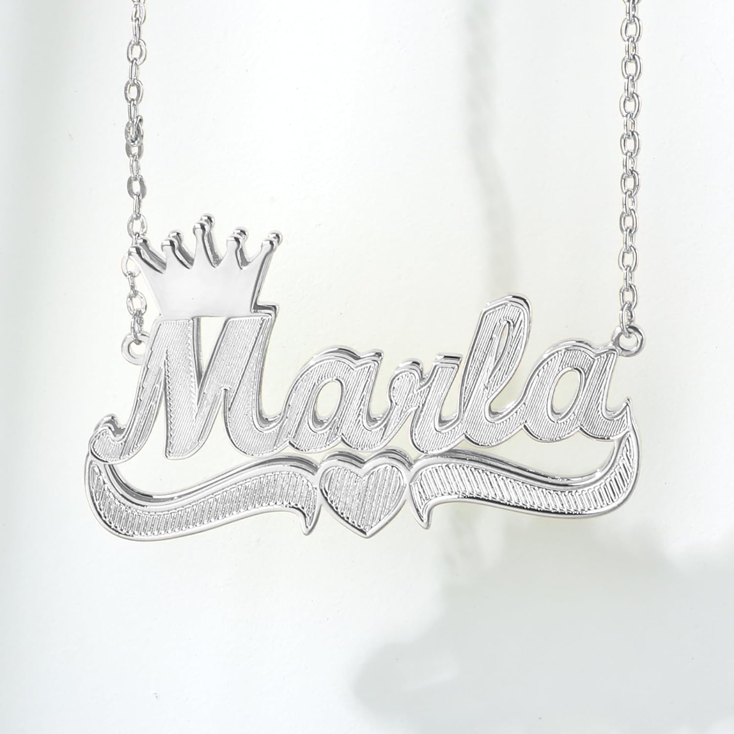 Drawelry Personalized Name Necklace Two Tone 18K Gold Plated Double Heart Pendant Custom Nameplate Jewelry Valentine's Gift for Women Men Couples Anniversary Birthday Gift