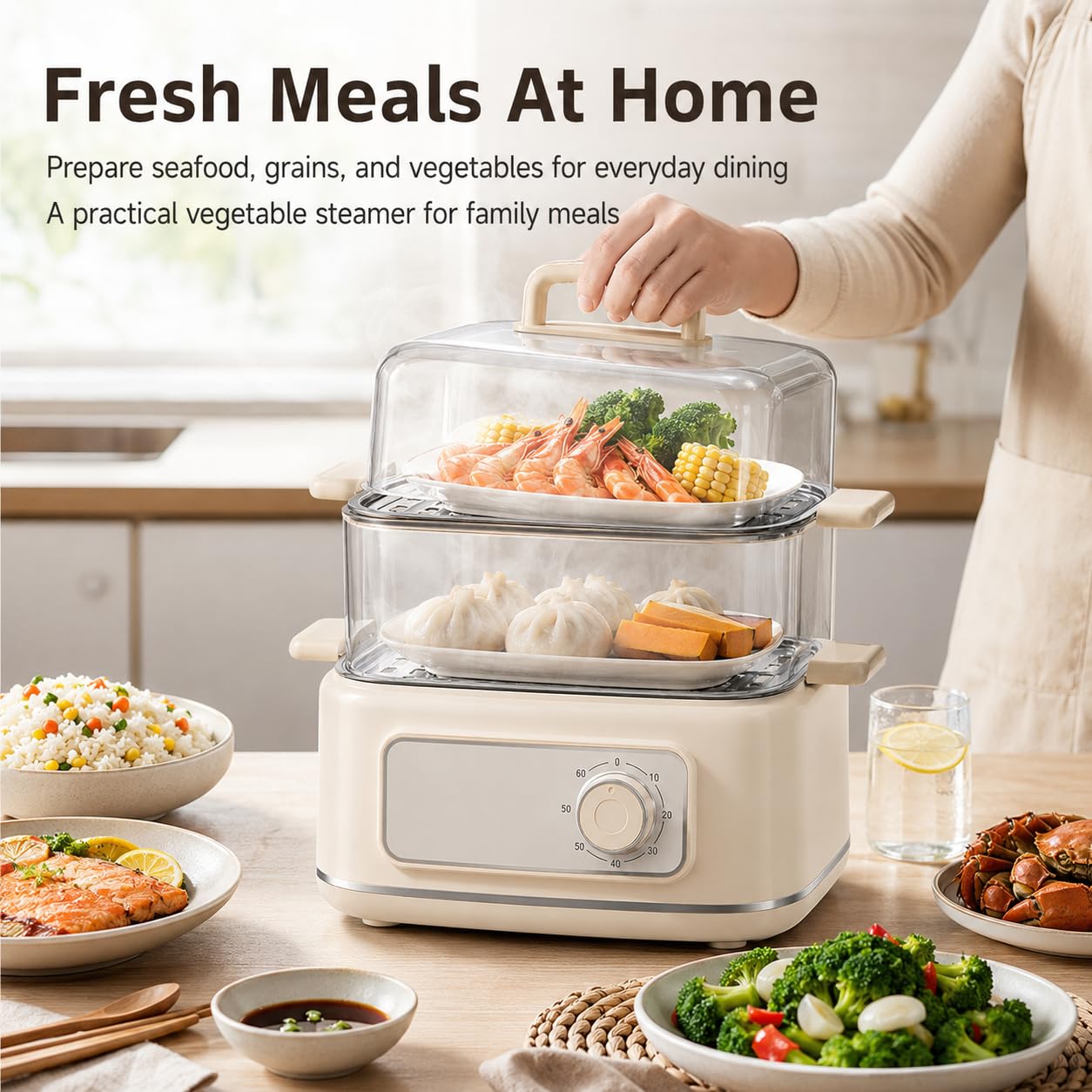 Vaporizzatore elettrico per alimenti, 10,6 QT, 3 livelli, 1200W