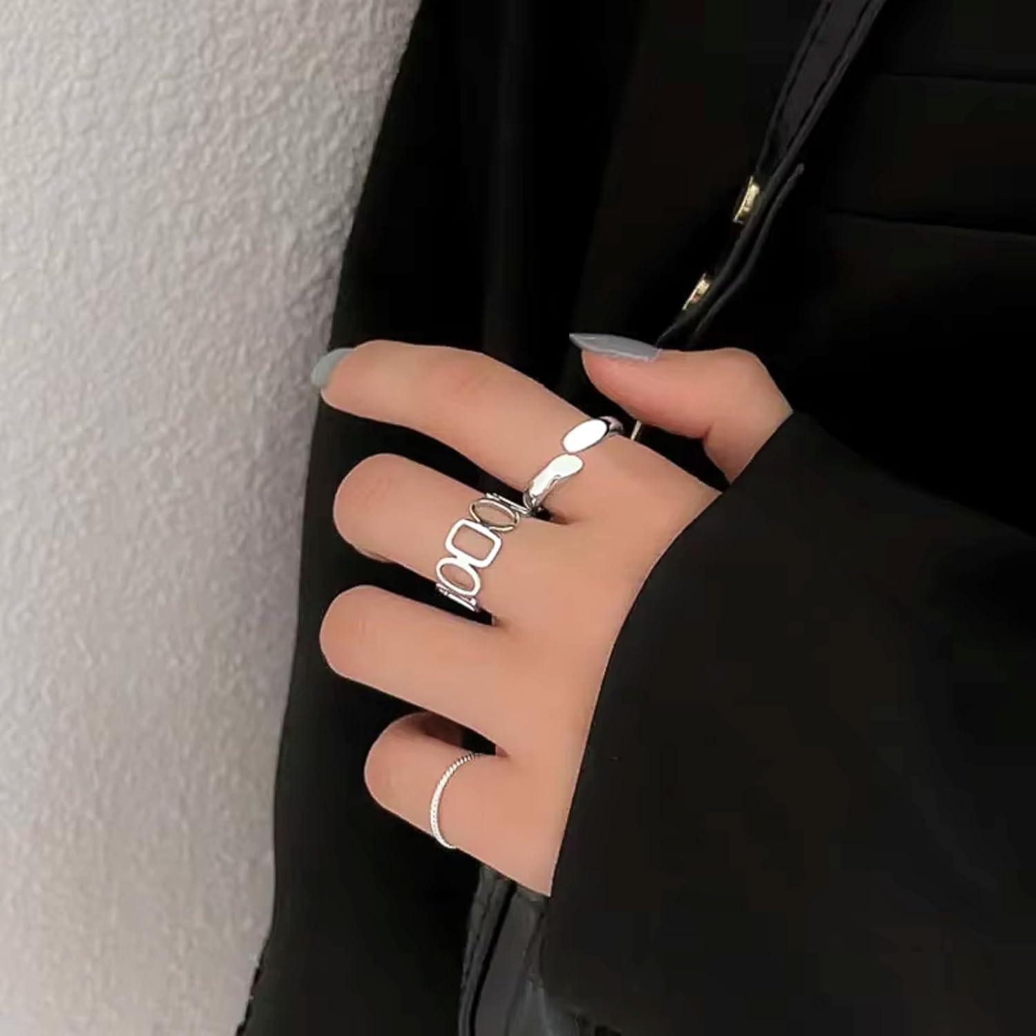 QueenBee Adjustable Geometric Statement Ring for Women – Silver or Gold Plated Asymmetric Open Band, Minimalist Bold Cocktail Design, Gift for Christmas, Valentine’s Day & Birthday - Image 7