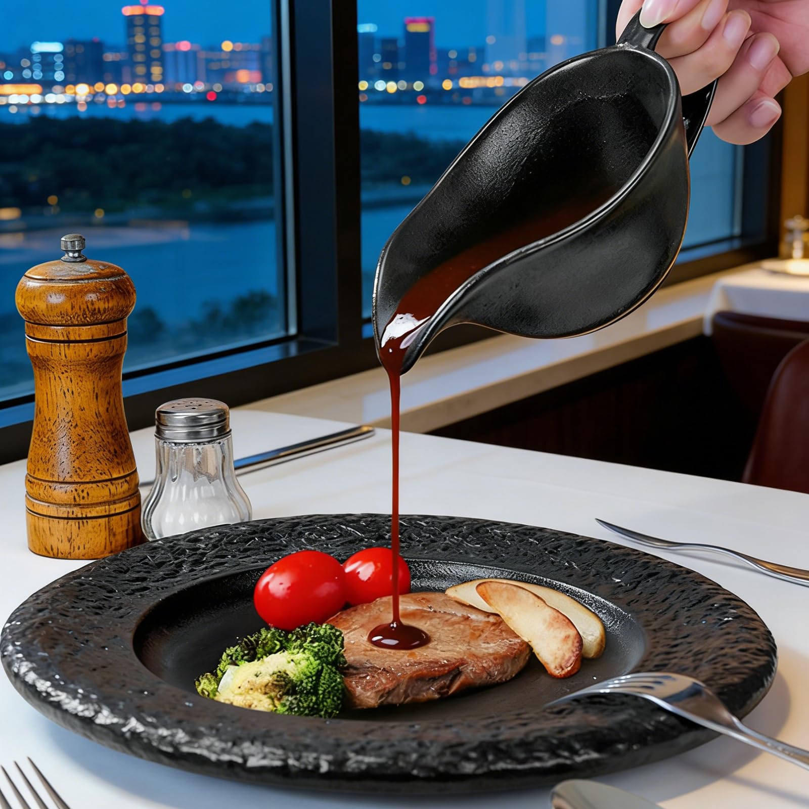 Salsiera da Tavola in Porcellana da 250ml, Pentole Terracotta Stile con Manico, Gravy Boat per Salse, Condimenti e Sughi, Perfetta per Casa e Ristorante