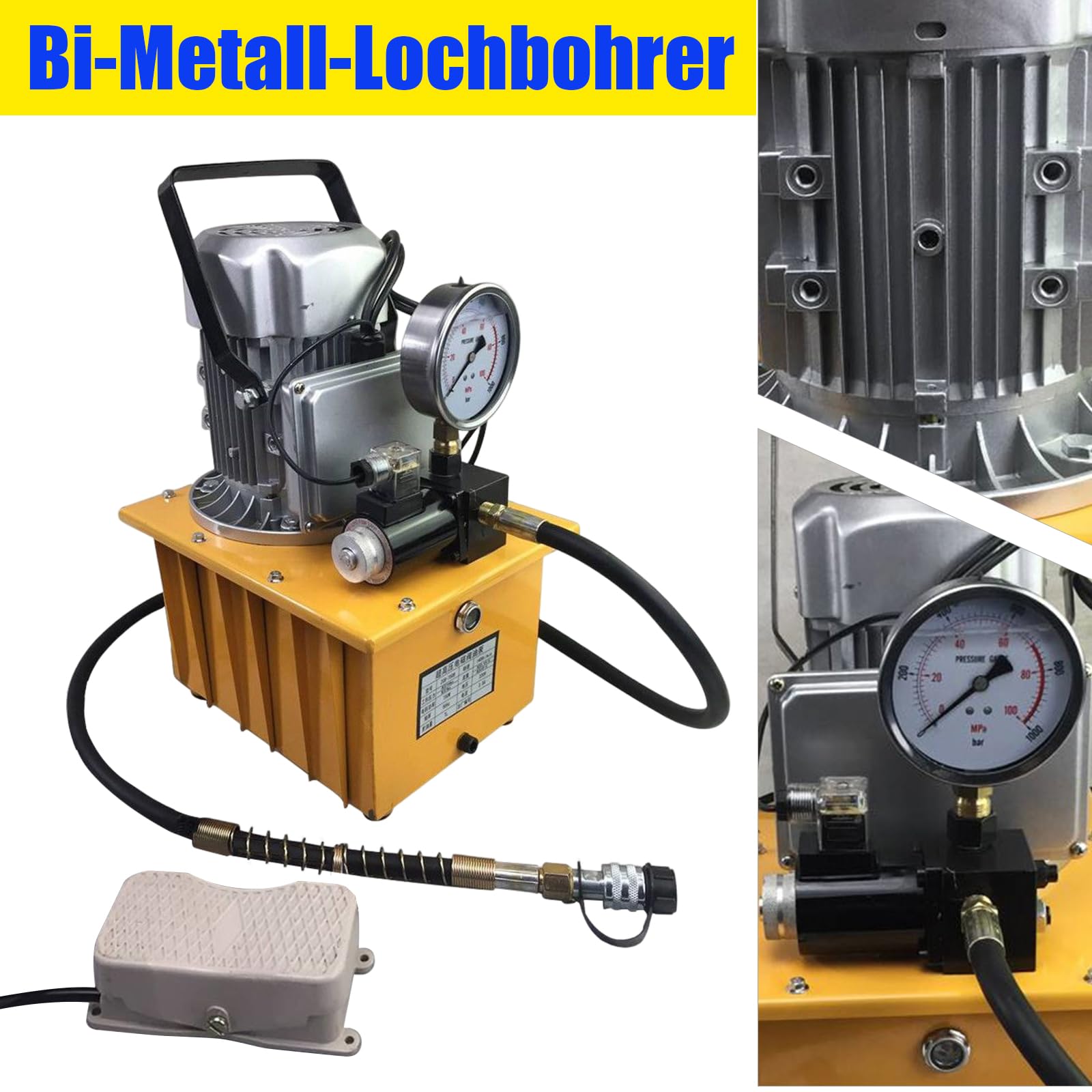 Elektrohydraulikpumpe 750 W Elektrische Hydraulikpumpe 0,6 L/min - 5 L/min Elektrische Angetriebene Hydraulikpumpe mit Magnet-Ventil Einzel-wirkende Elektrohydraulikpumpe mit Ölschlauch