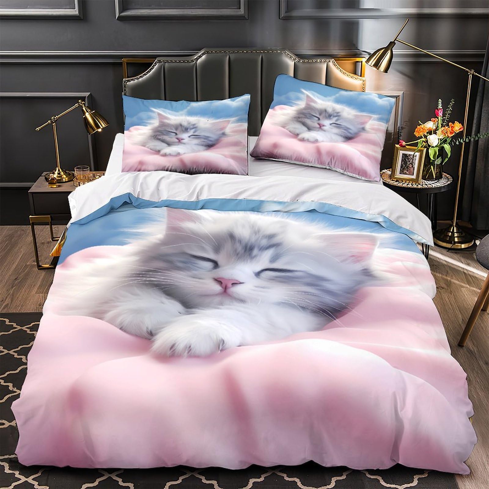 Housse de couette 3D chaton mignon en microfibre de qualité supérieure