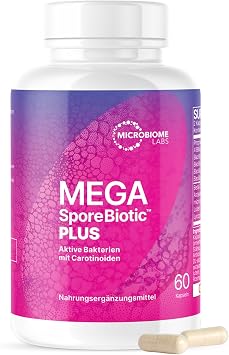 Microbiome Labs MegaSporeBiotic Plus - Spore-Based Probiotic with 4 Active Bacillus Strains Daily Active Bacteria for Men & Women Intestinal Dietary Supplement Vegan Storage Stable 60 Capsules
