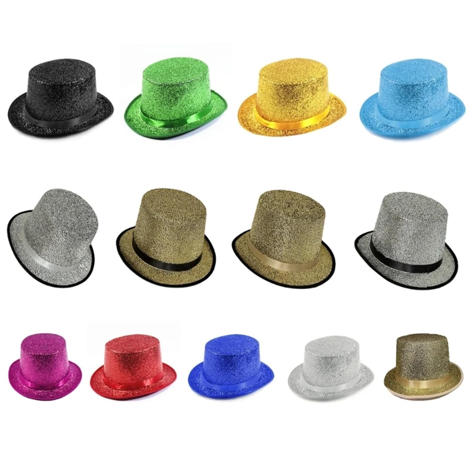 Sombrero De Copa Sombrero De Copa con Purpurina, Sombrero De ala Ancha, Sombrero De Copa De Vacaciones, Disfraz De Mago De ala Corta For Reuniones Al Aire Libre(Green)