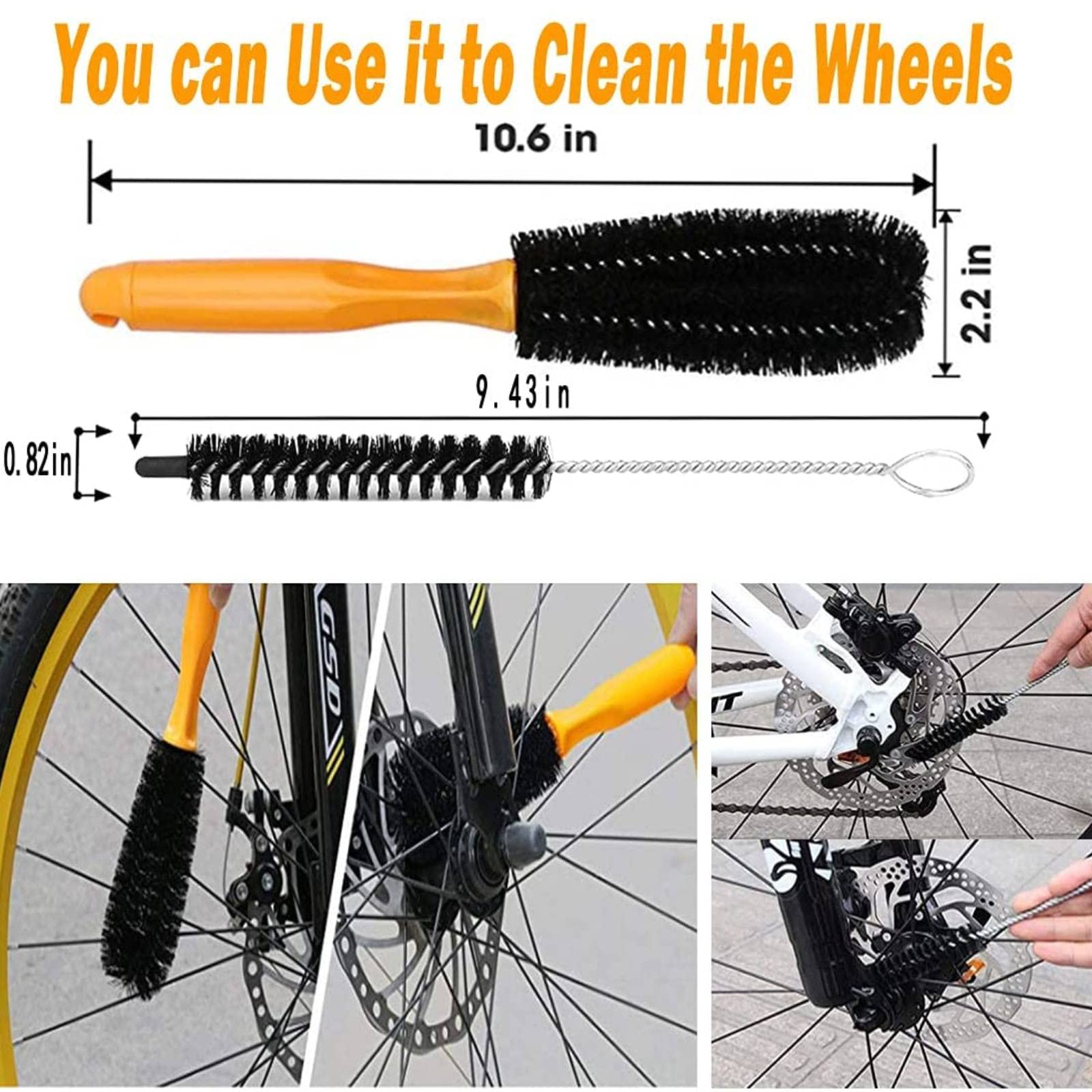 Juego de 7 cepillos de limpieza de bicicleta, juego de cepillos limpiadores de cadena de bicicleta adecuado para bicicleta sucia/carretera/montaña/BMX/híbrida/plegable