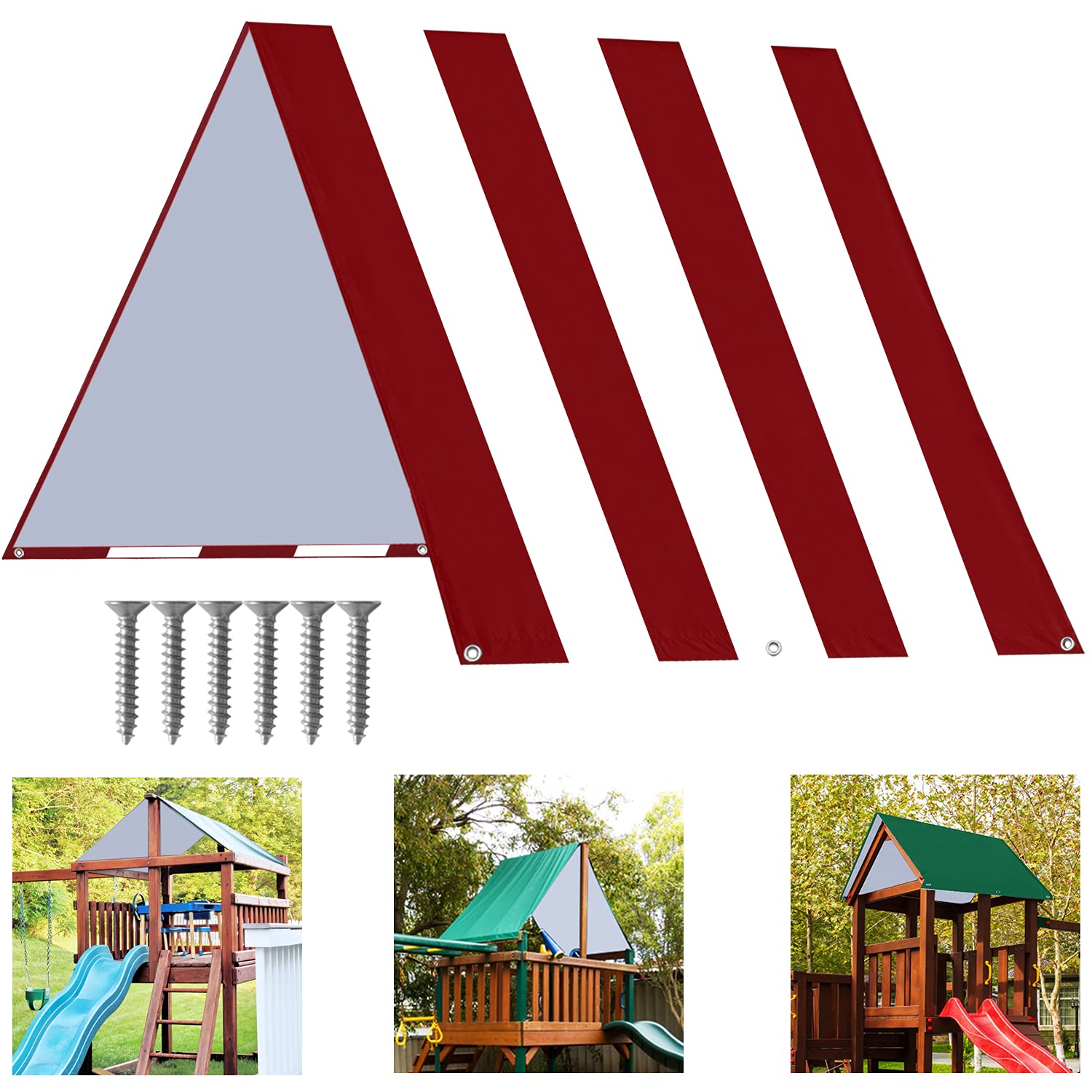 Photo 1 of ABCCANOPY 43"X90" Swing Set Replacement Tarp for Playgrounds, Shade Screens (Burgundy/White) 43"X90" Burgundy/White