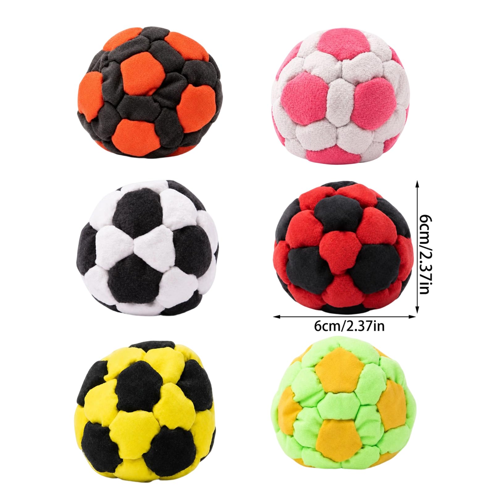 Footbag Hacky Sack Strapazierfähige Nähte,Abriebfest Hacky Sack Ball für Täglichen Gebrauch,Farbecht Hackisack Bälle Vielseitig Jonglierbälle für Drinnen & Draußen SandsäckchenPicknicks(6 PCS)