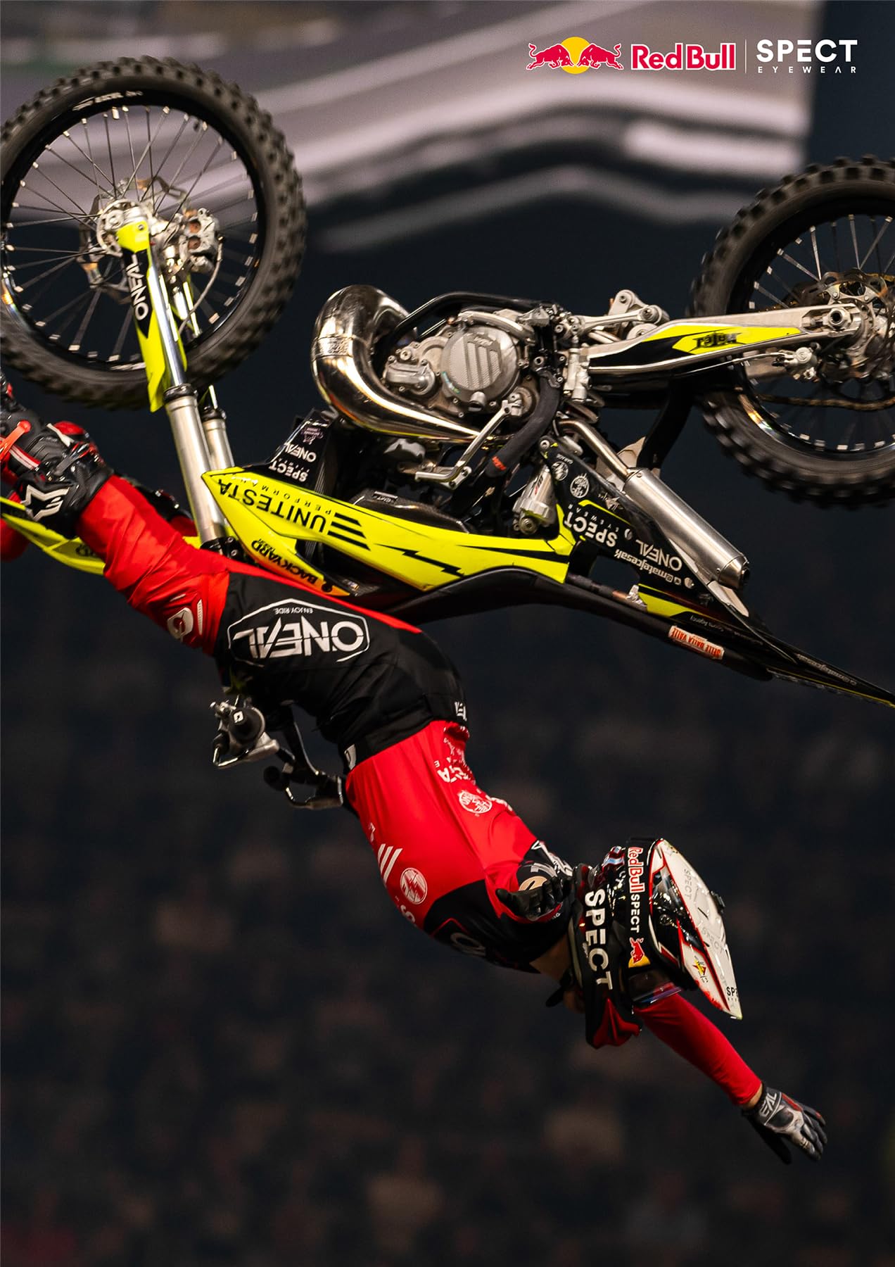 Red Bull Spect Torp MX okulary przeciwsłoneczne z czarną oprawką z połyskiem, czarno-kolorowe, przezroczyste soczewki dwuwarstwowe
