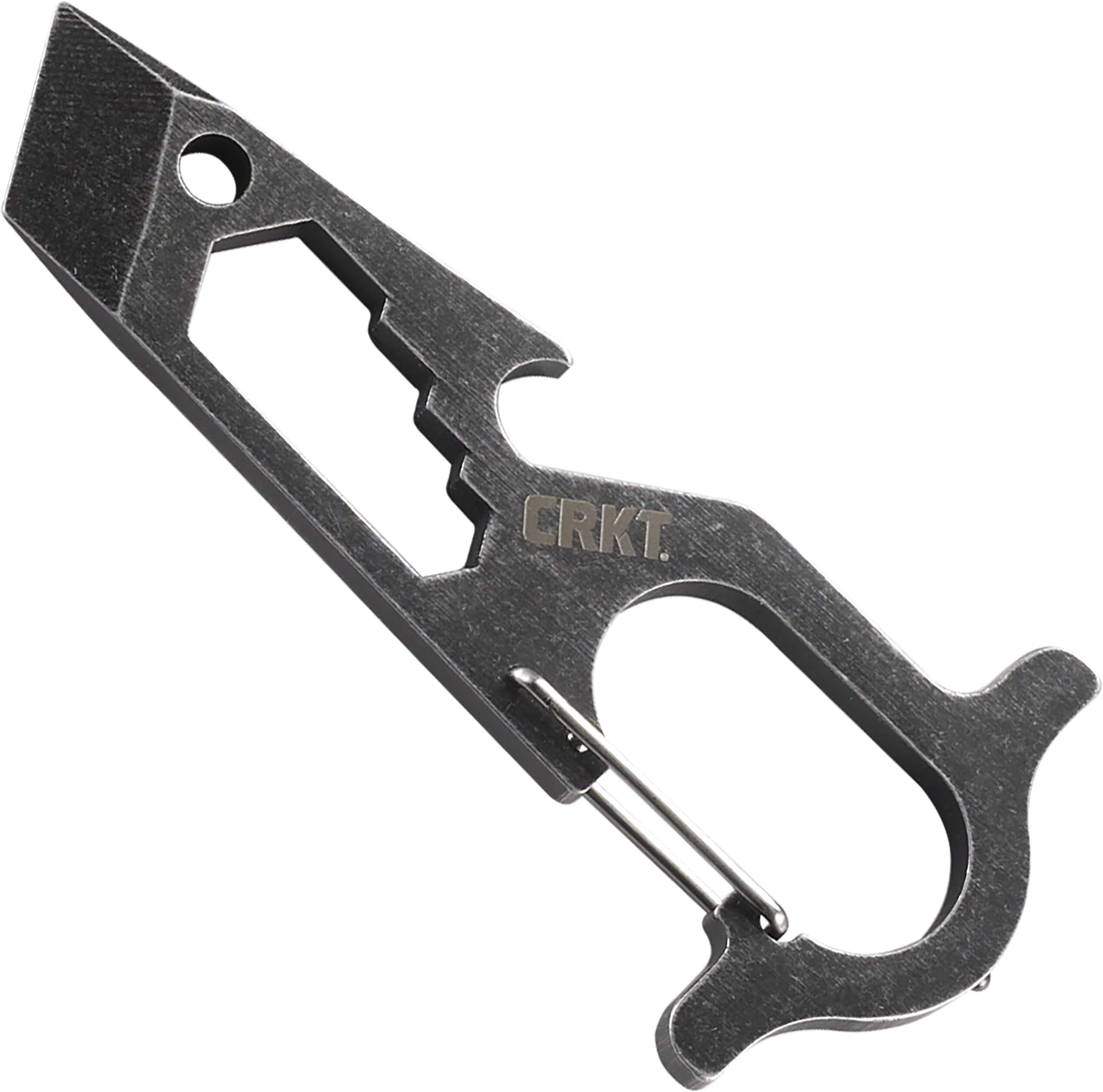 CRKT Pryma Stainless Steel Multitool: Compact and Lightweight EDC Metal Multi-Tool with Pry Bar, Hex Wrench, Bottle Opener, Glass Breaker, and Carabiner 9011