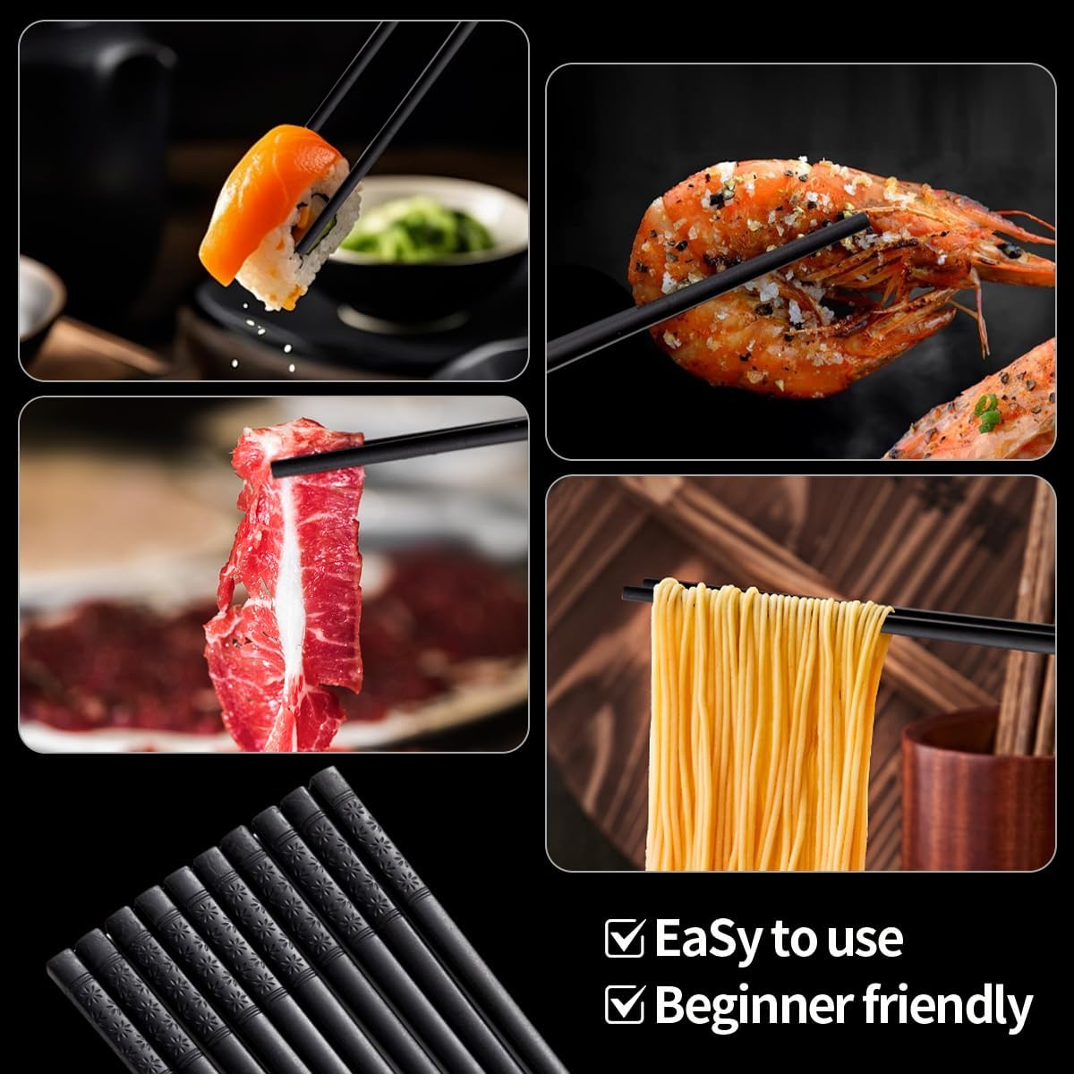 10 Pairs Fiberglass Reusable Chopsticks - Image 4