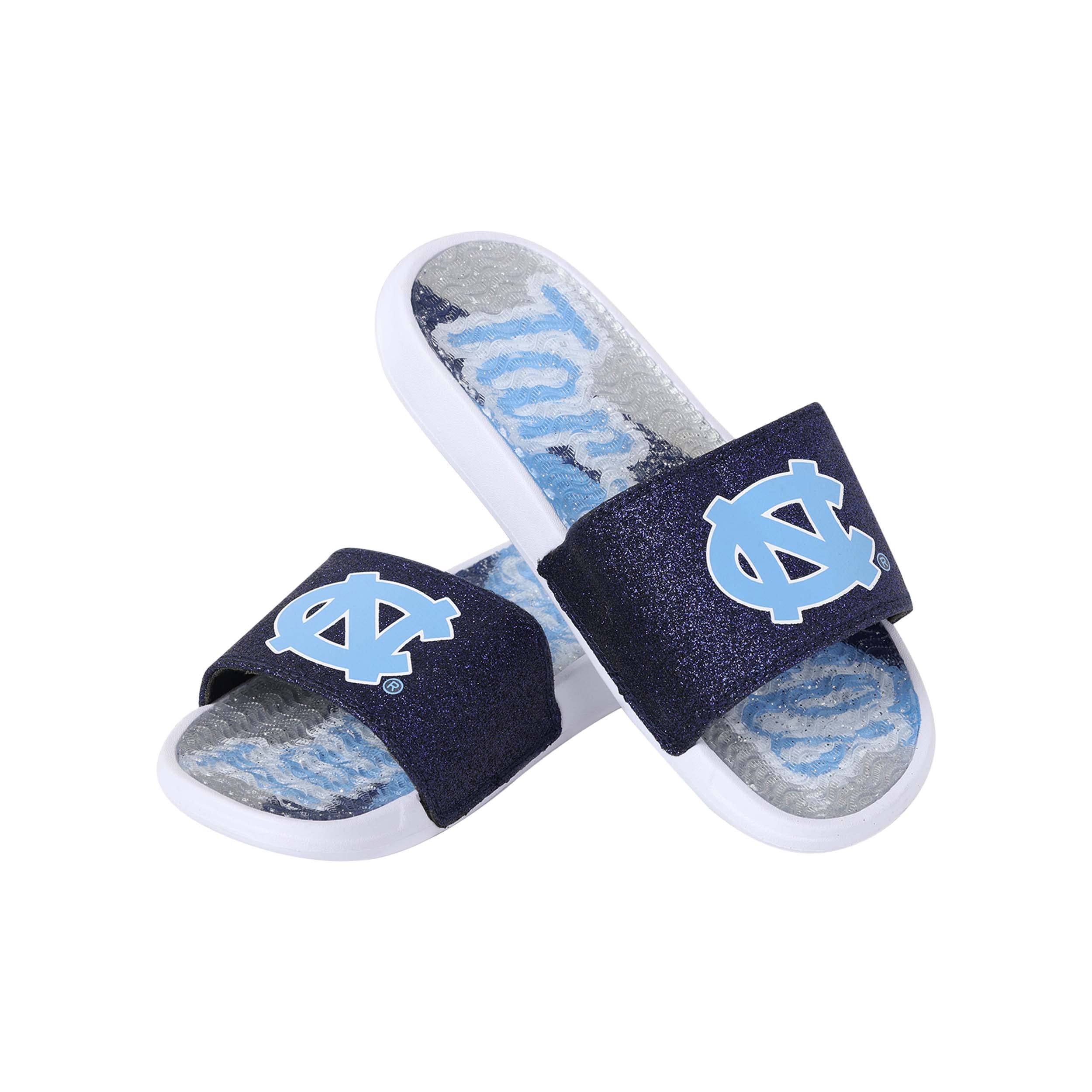FOCO North Carolina Tar Heels NCAA Womens Glitter Gel Slide - L
