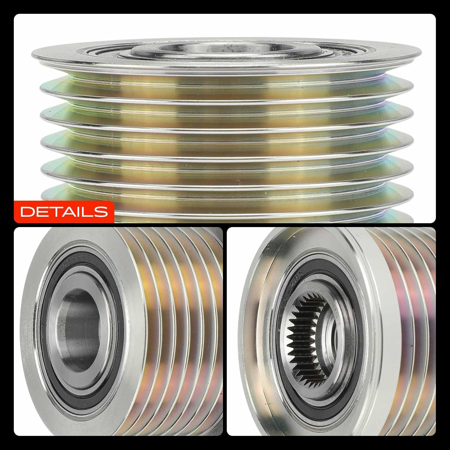 A-Premium Alternator Freewheel Clutch Pulley, 7 Grooves, Compatible with BMW 335i 2007-2010, 335xi 2007-2008, X5 2007-2010, 535xi 2008, 535i 2008-2010, 740i 2011-2012, 1 Series M 2011, 135i, 3.0L, CW