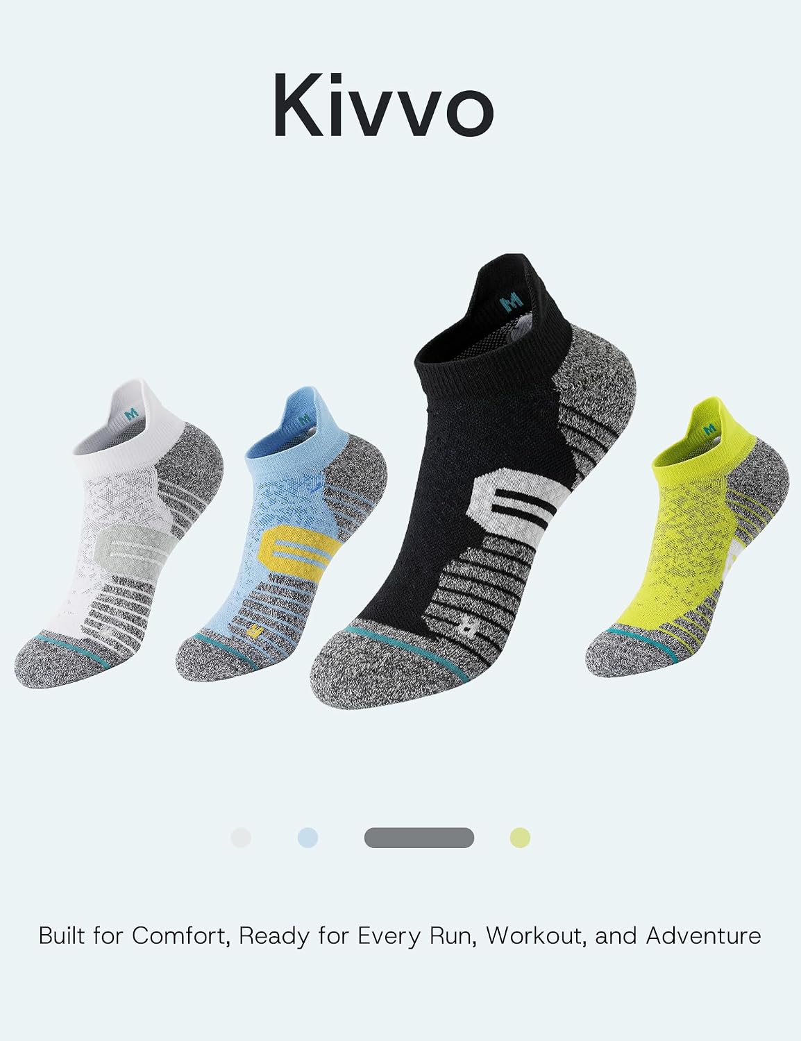 Men's 5 Pack Ankle Running Socks Low Cut Cushioned Arch Support Breathable Athletic Socks, Shoe Size 6-10