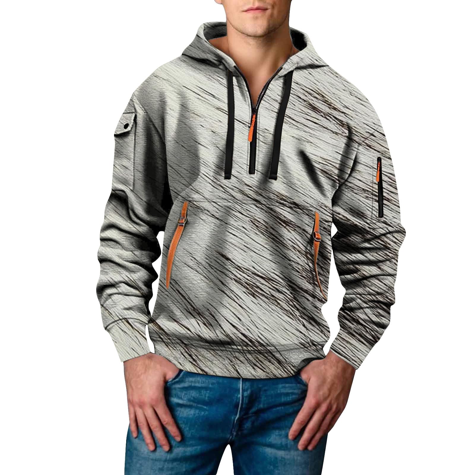 Sudaderas con Capucha Corta Sudadera De Manga Larga para Hombre, Estilo Otoño, Estampado 3D. Camiseta Exteriores. Naranja Hombre (Gy2, XL) Entrenamiento Boxeo Jersey Camisa Sin Mangas
