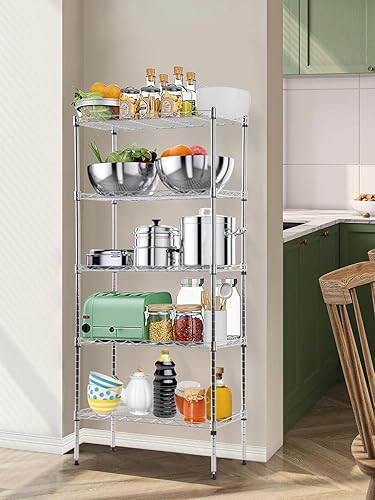 Vista 36 de Estantería de almacenamiento de 6 niveles, estantería de alambre, 48 pulgadas de largo x 18 pulgadas de ancho x 72 pulgadas de alto, estante Negro