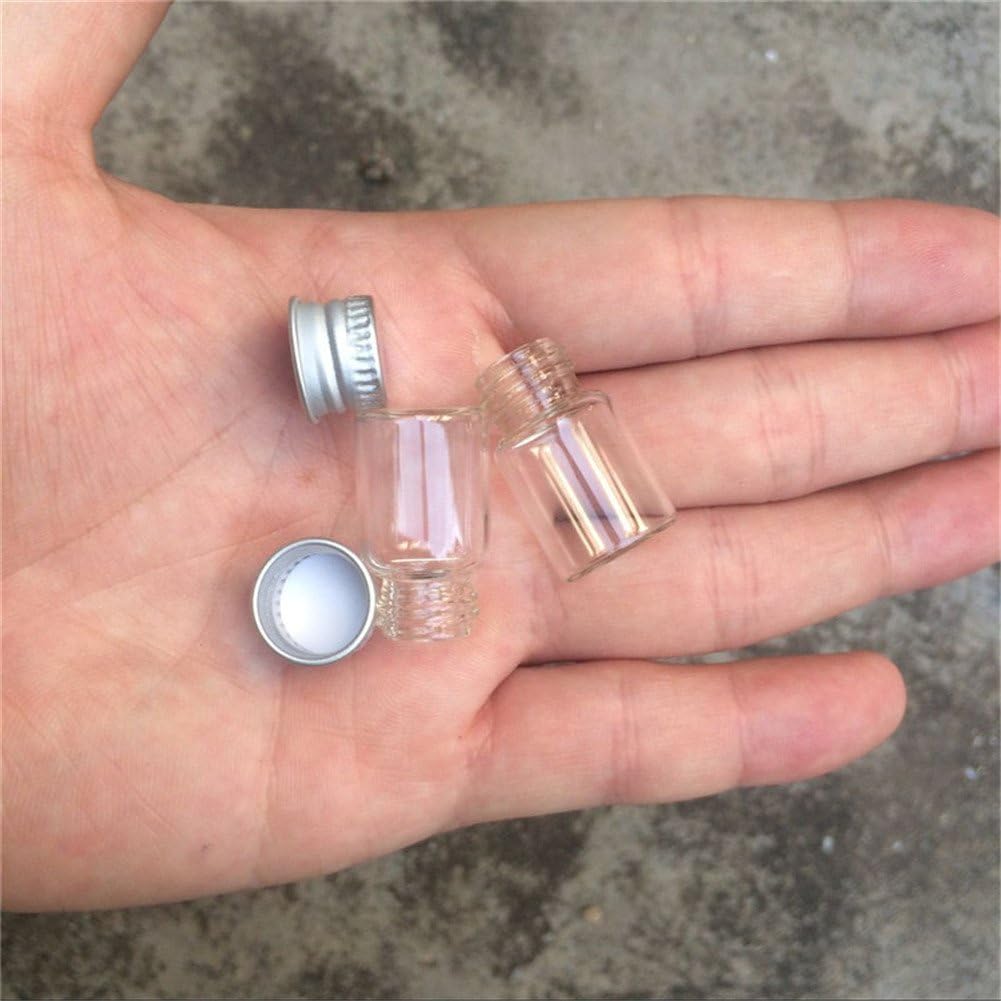 2ml Mini Glass Bottles Jewelry Packing Cute Bottles Aluminum Cover Empty Wishing Bottles Jars Containers 100units (100, 2ML)