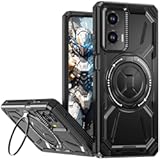 for Moto Edge 50 Fusion Case with Kickstand for Men, Military Grade Shockproof Protective Cover with 360° Rotatable Ring Holder Phone Case for Motorola Edge 50 Fusion 2HJ Black
