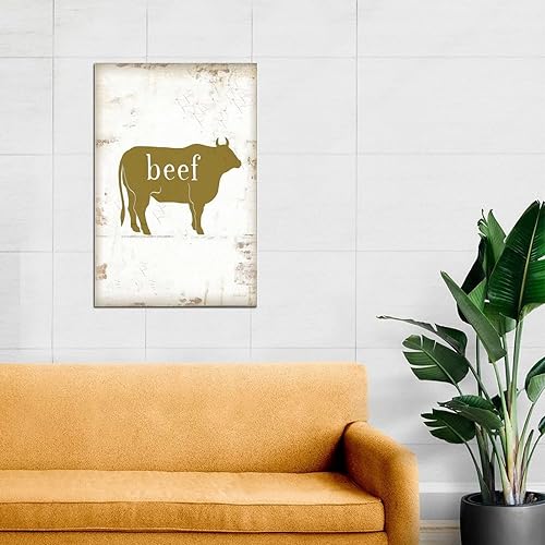Miniatura 7 de Cattle Beef Art Wood Sign Retro Style Oil Painting Wood Plaques Vintage Farmhouse Hanging Wooden Plaque Cute Farm Animals Wall Hanging Sign Plaque